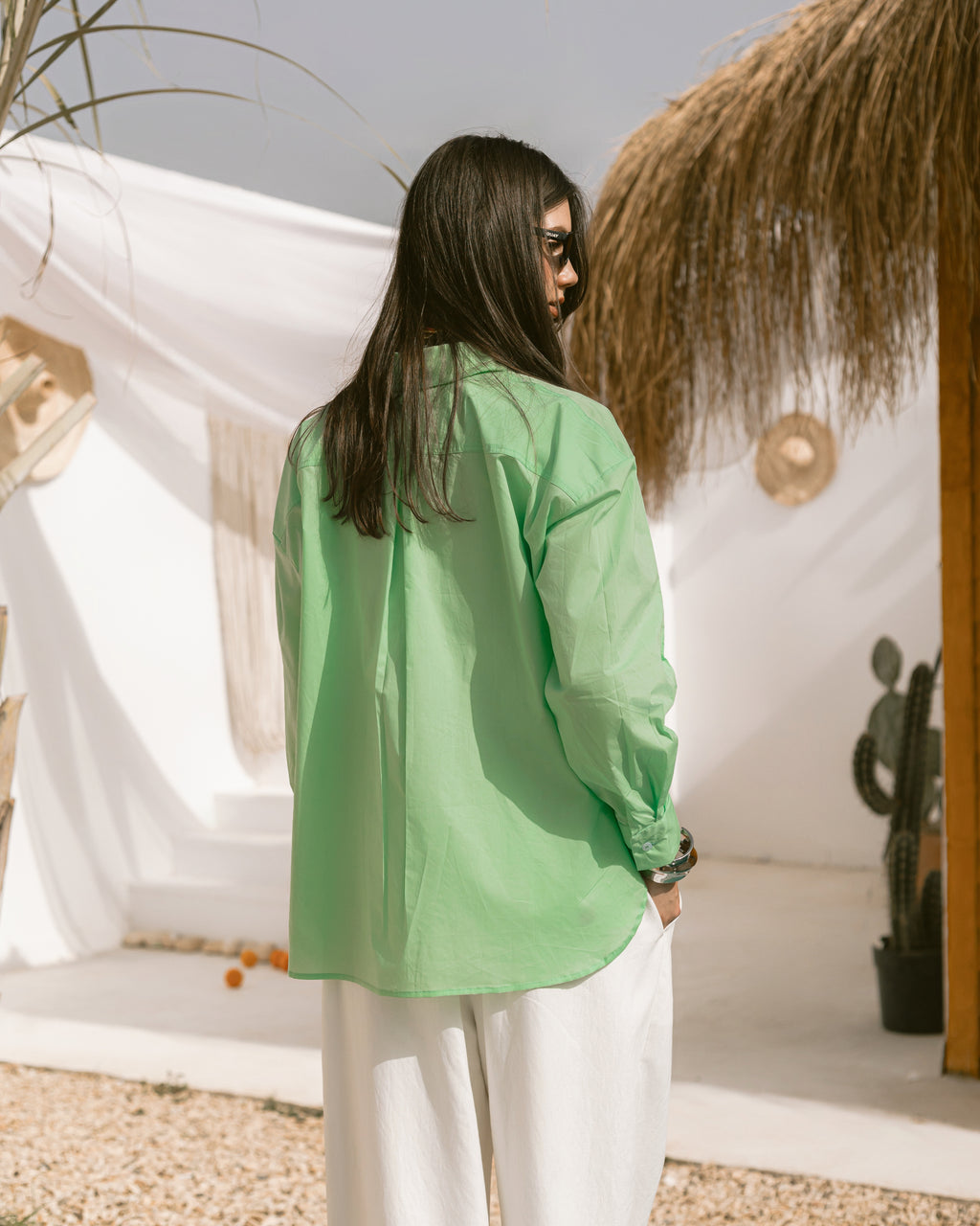 Oversized collared poplin shirt