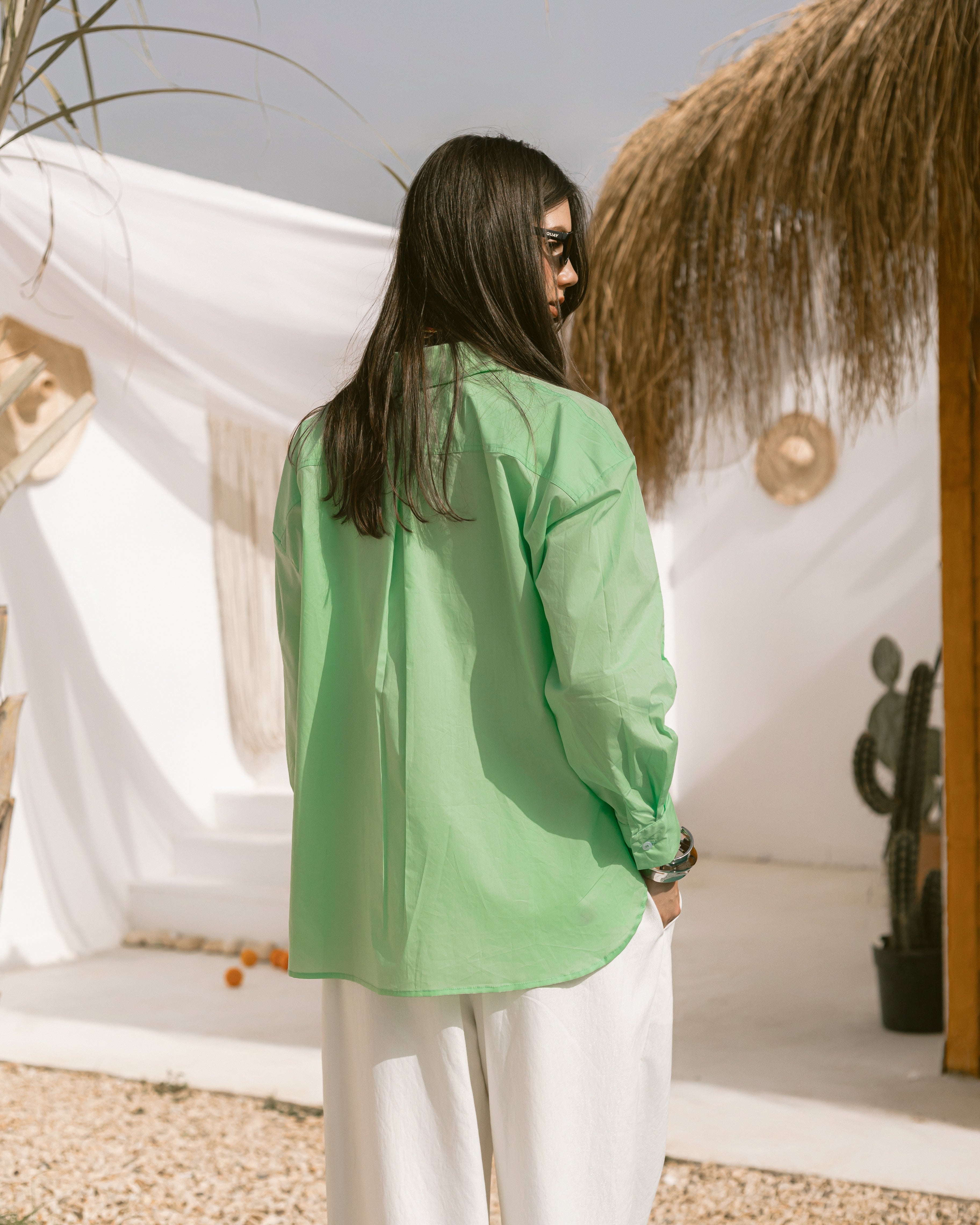 Oversized collared poplin shirt