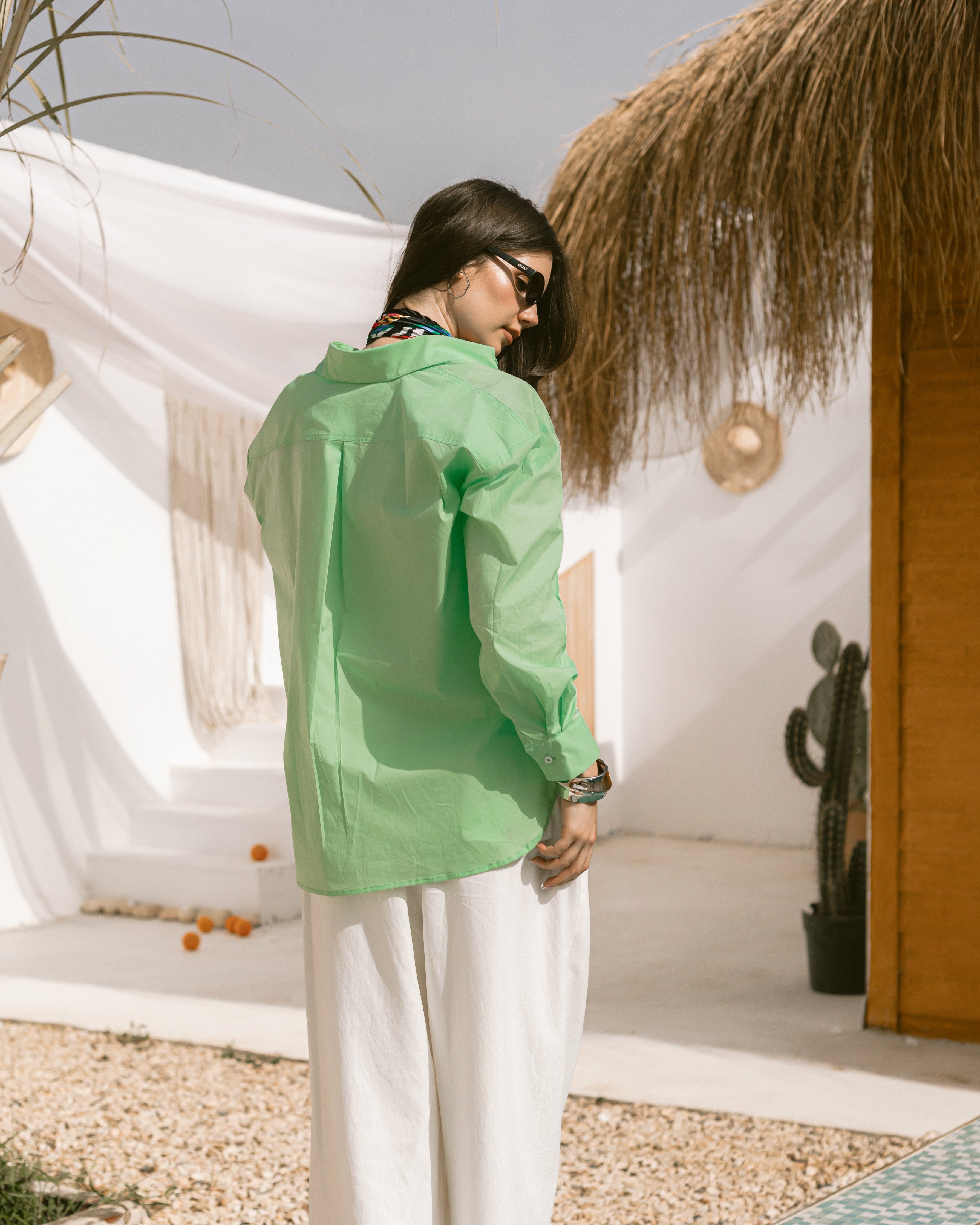 Oversized collared poplin shirt