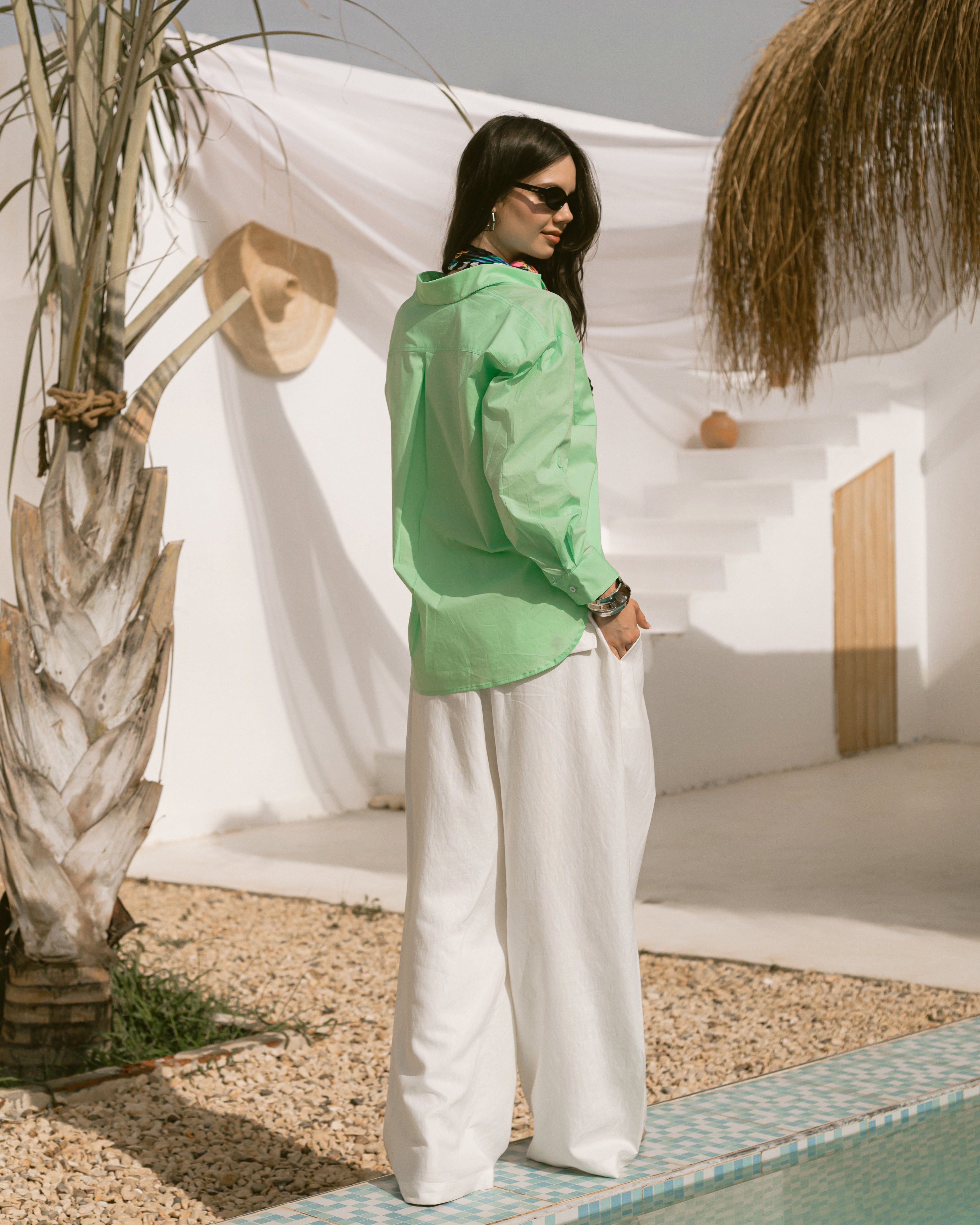 Oversized collared poplin shirt