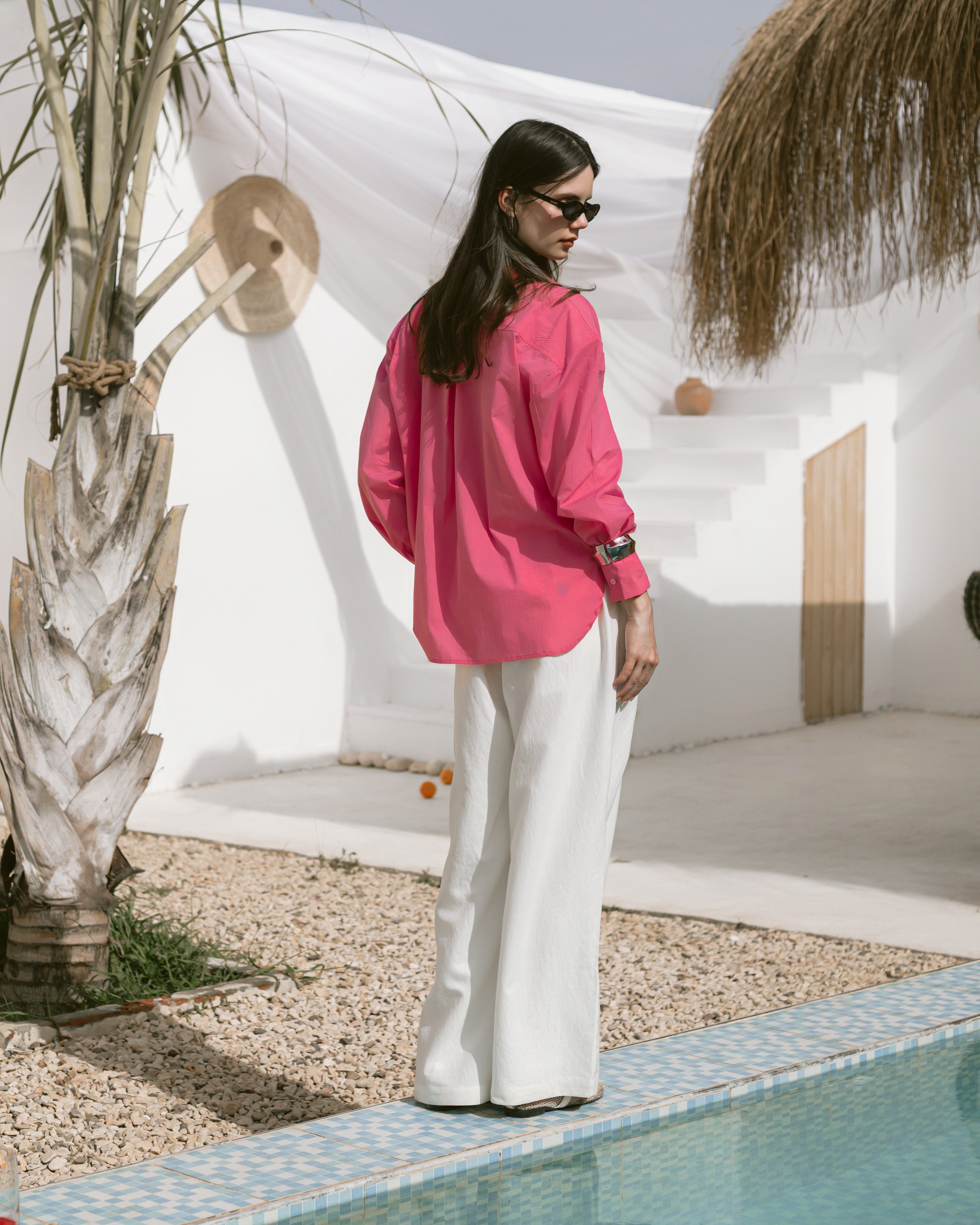 Oversized collared poplin shirt
