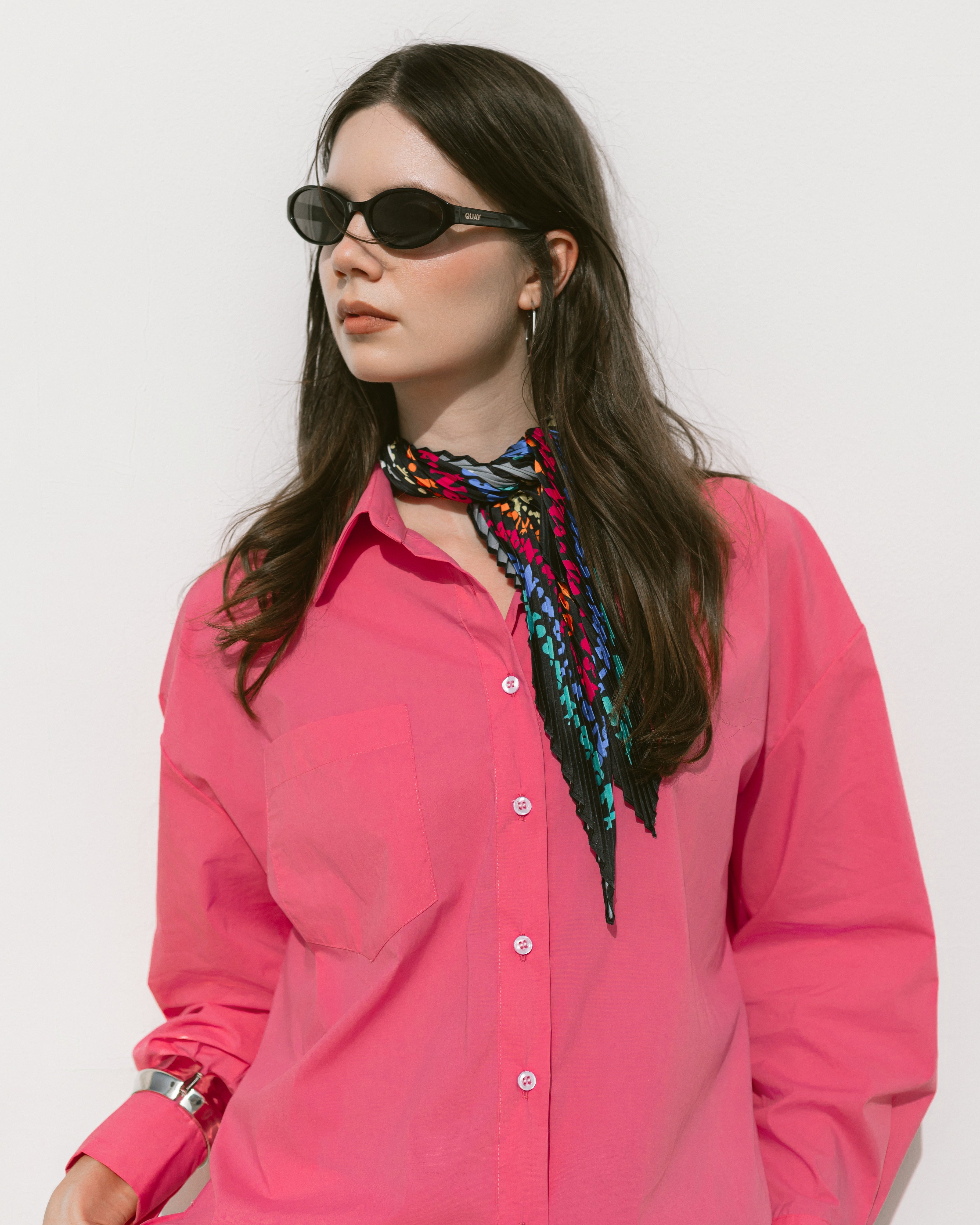 Oversized collared poplin shirt