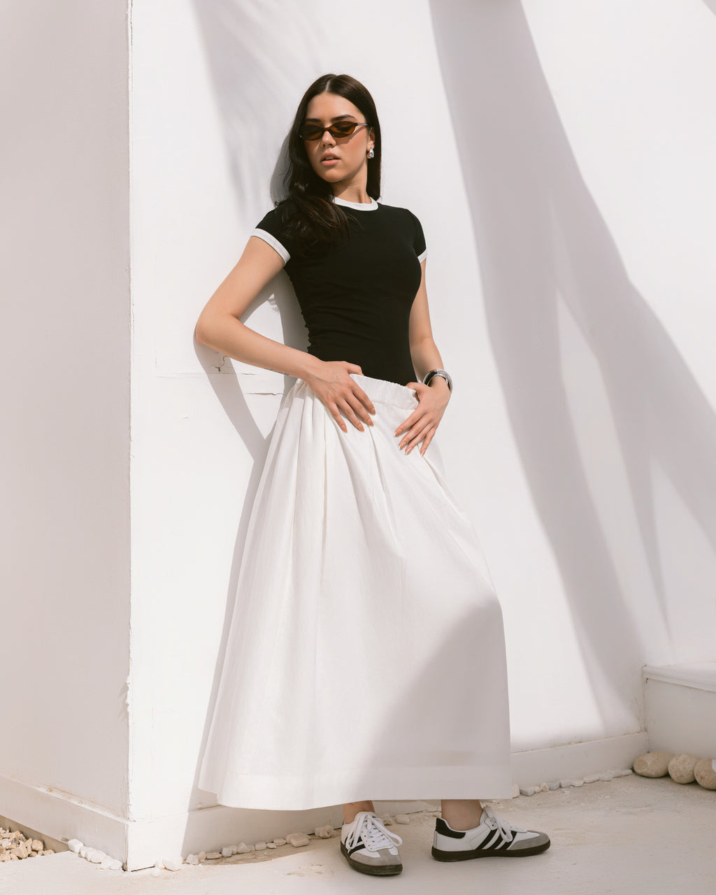 Pleated maxi skirt