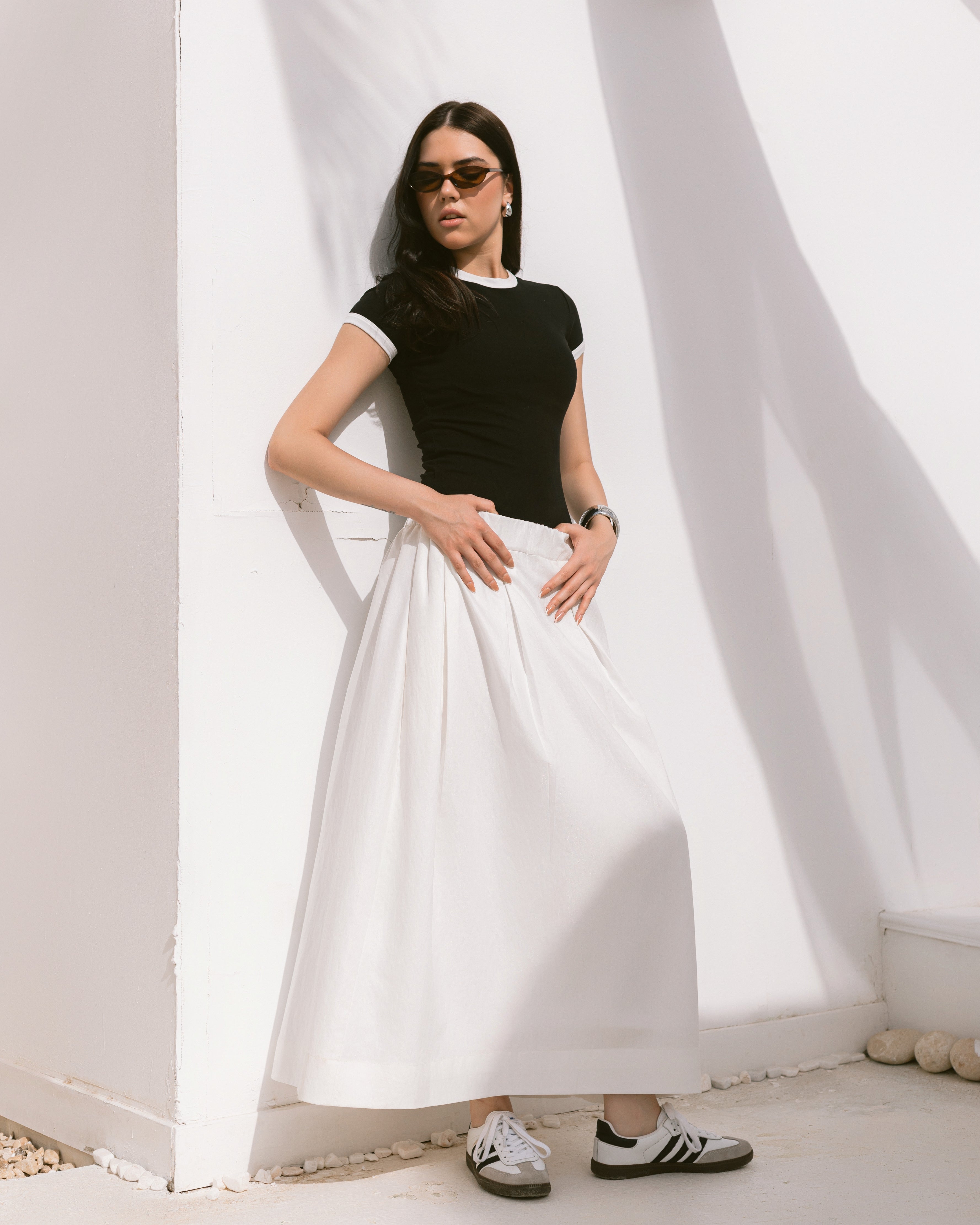 Pleated maxi skirt