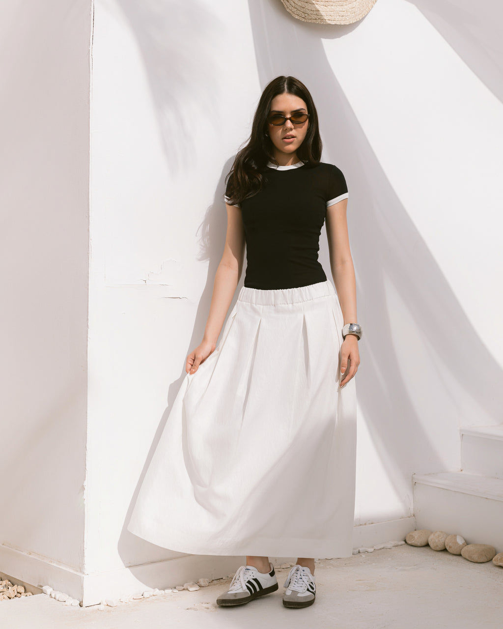 Pleated maxi skirt