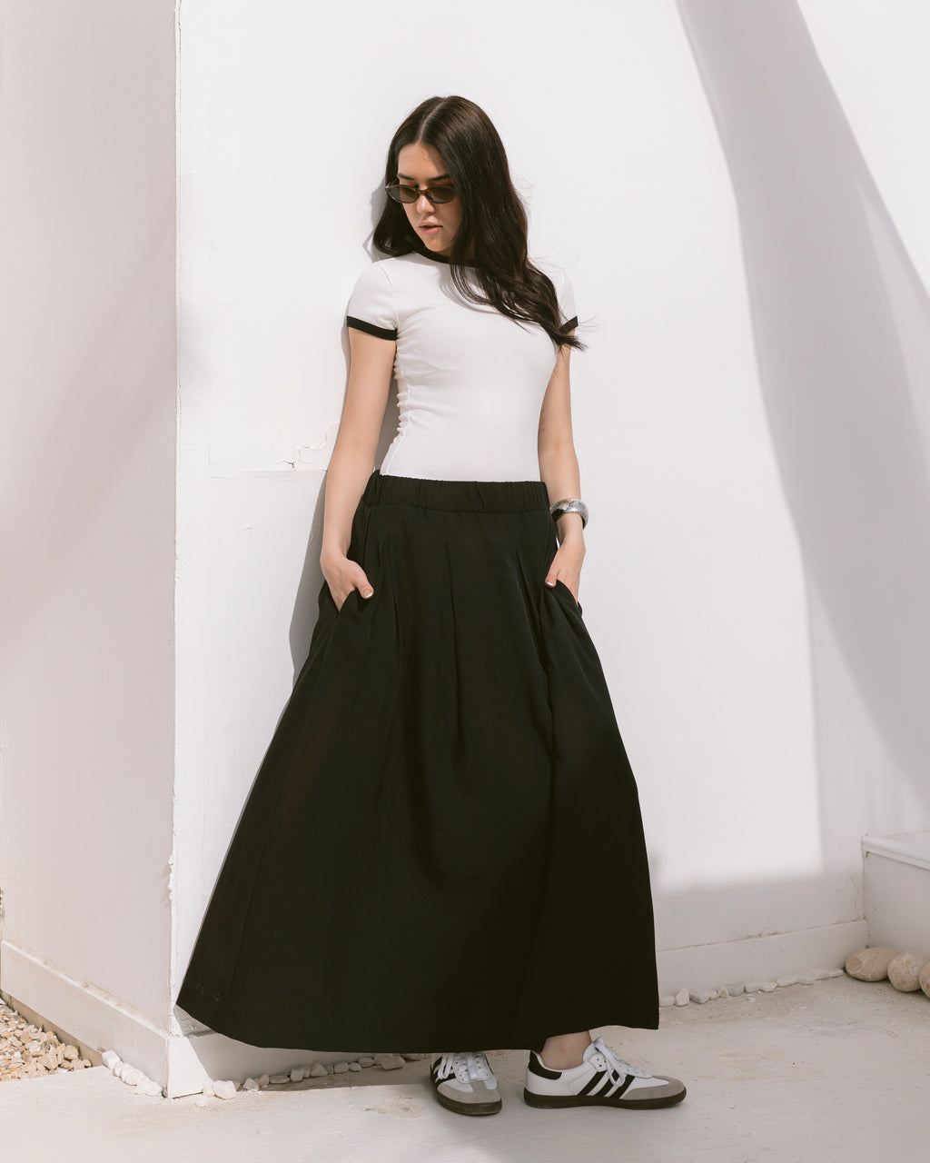 Pleated maxi skirt