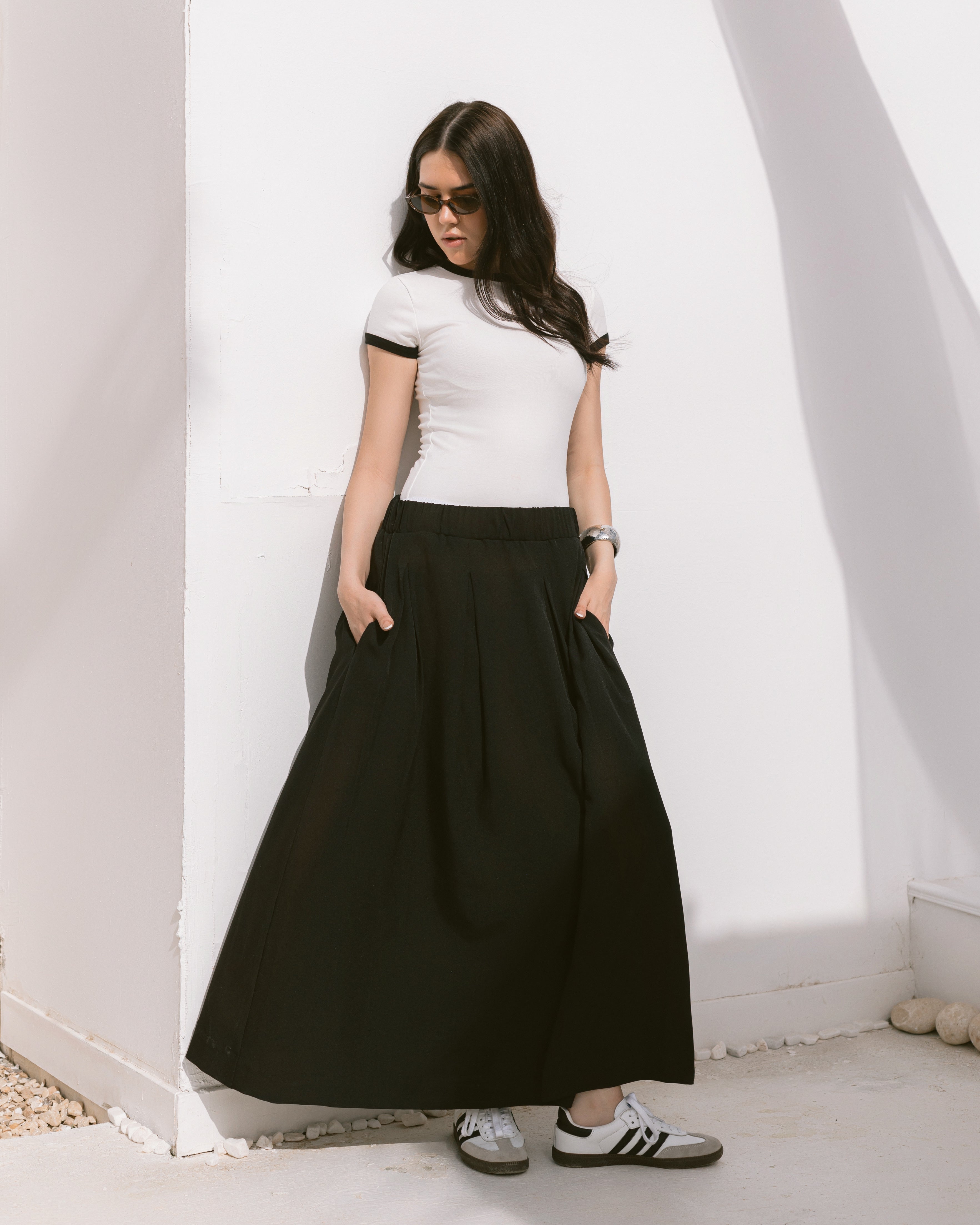 Pleated maxi skirt