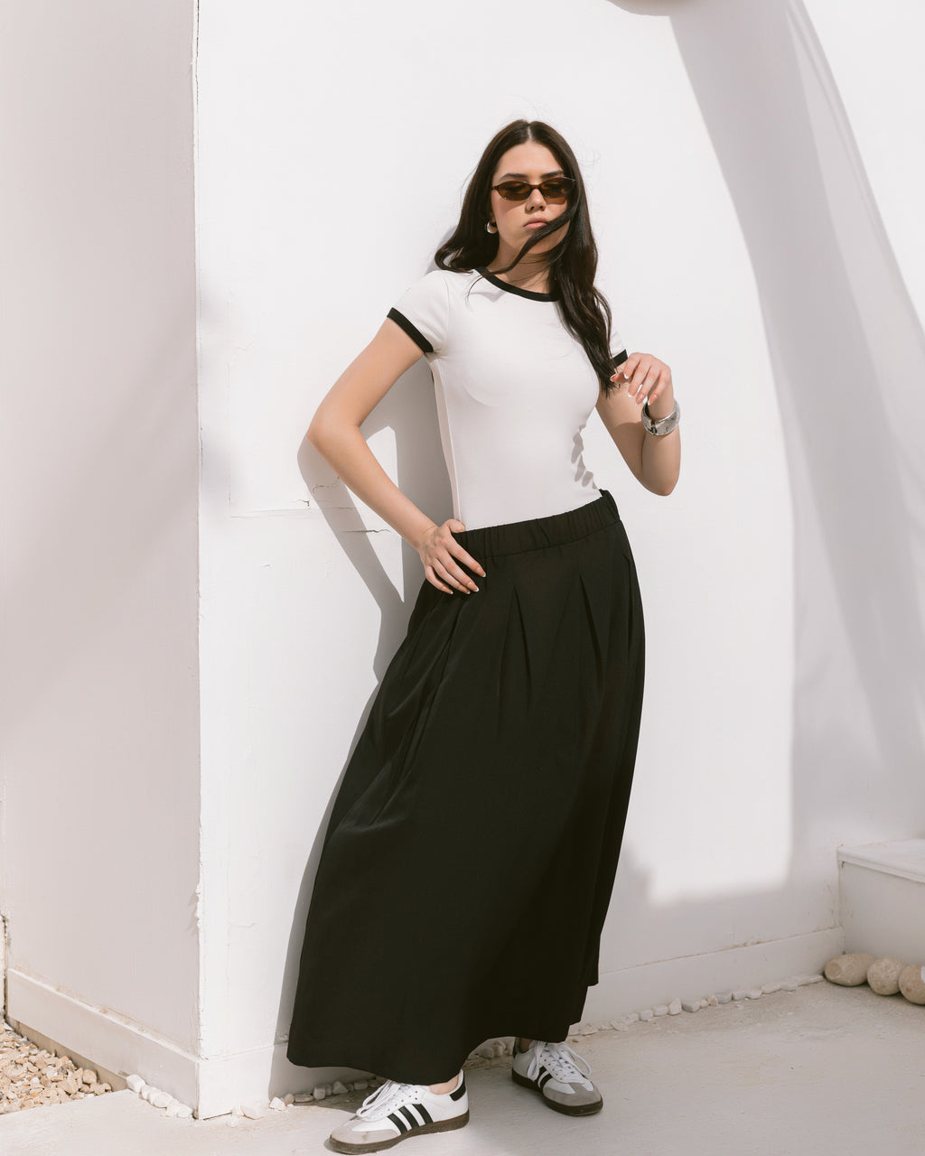 Pleated maxi skirt