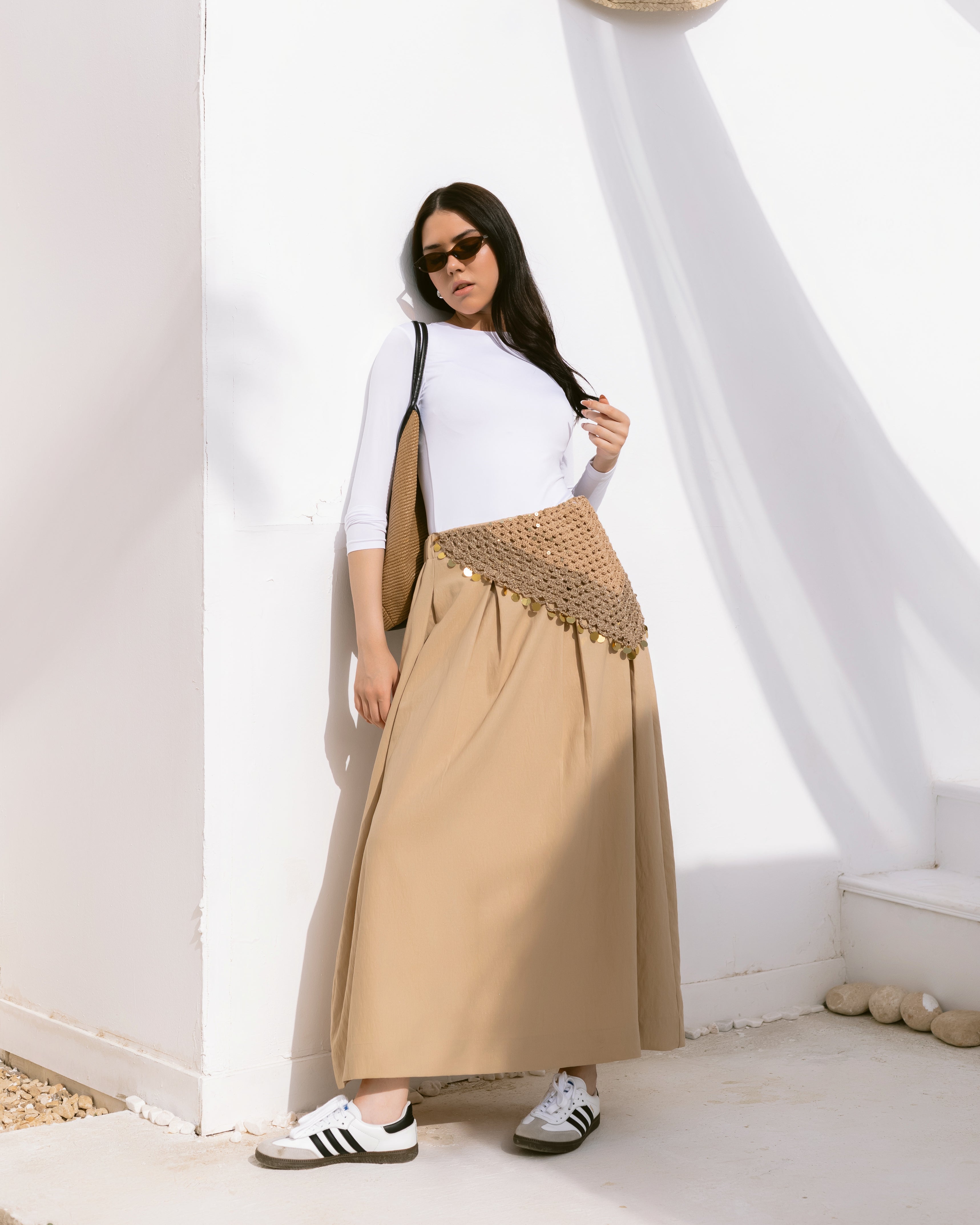 Pleated maxi skirt