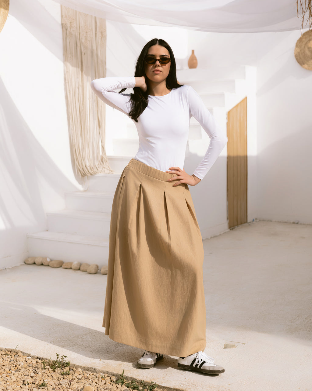 Pleated maxi skirt