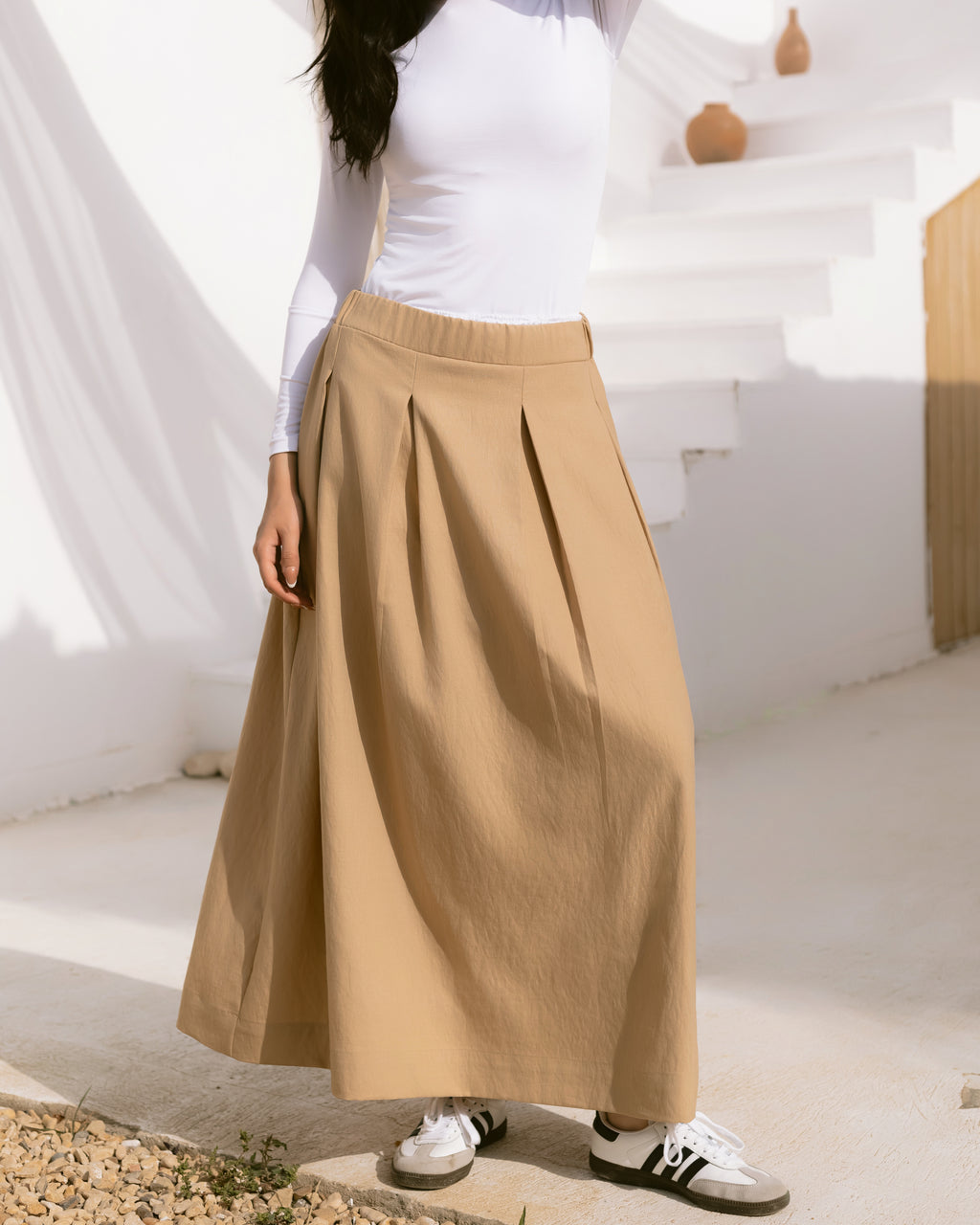 Pleated maxi skirt