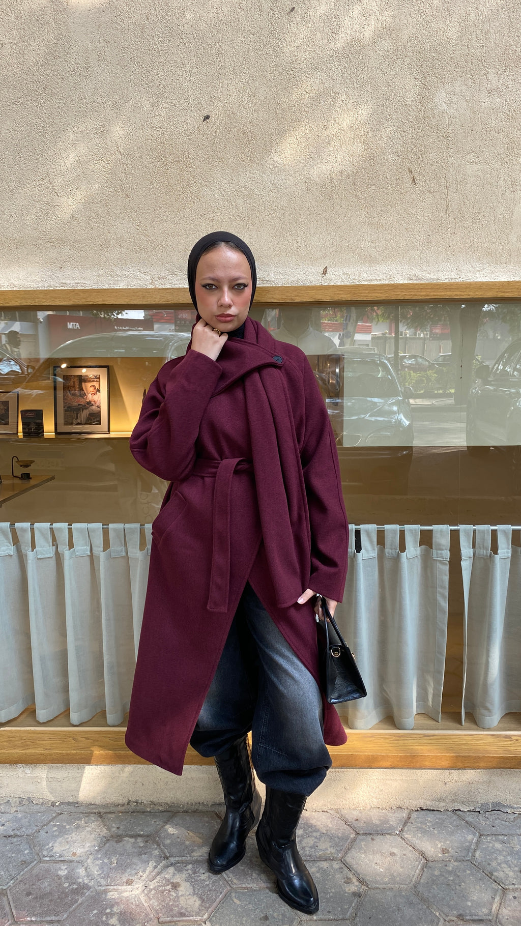 WOOL COAT WITH SCARF