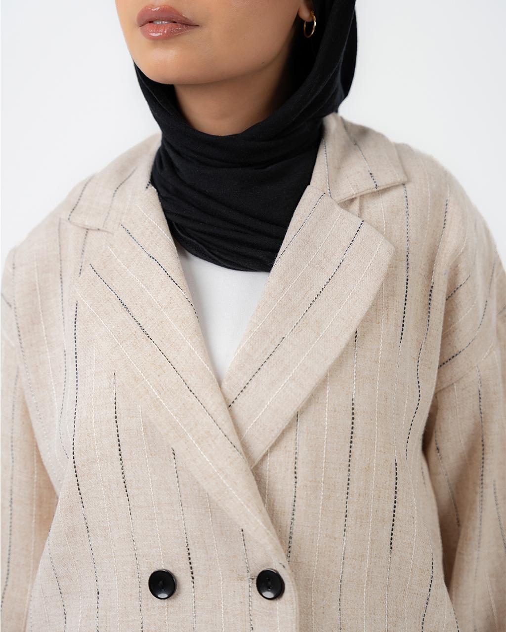 Striped Linen Oversized Suit