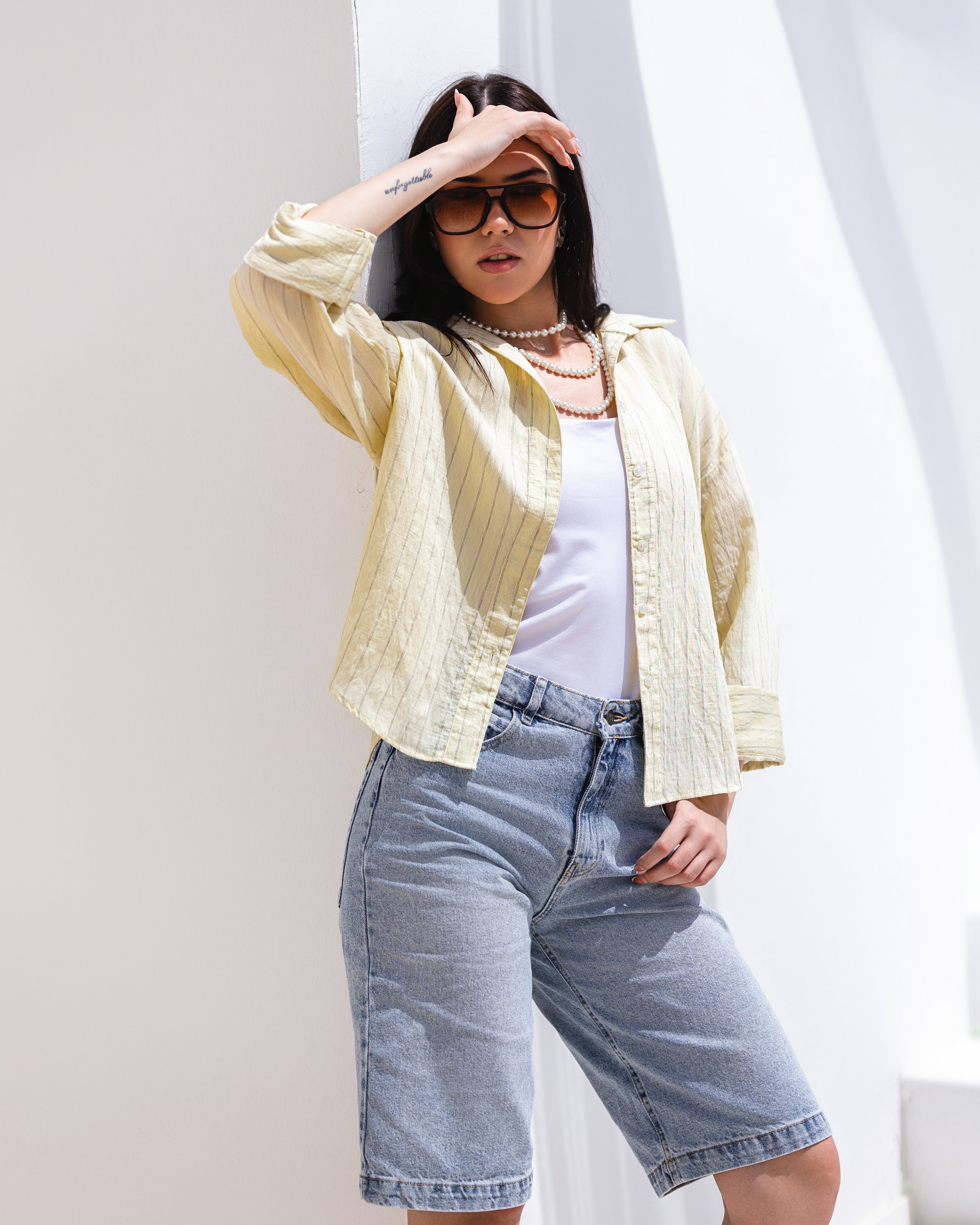 Striped wide sleeved shirt