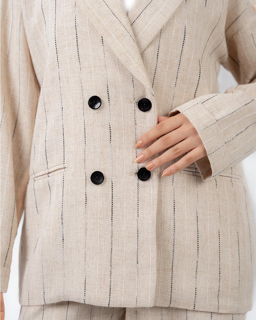 Striped Linen Oversized Suit