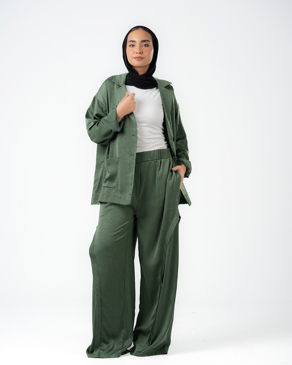 Silk blazer shirt set