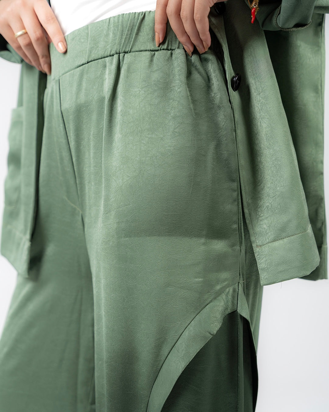 Silk blazer shirt set