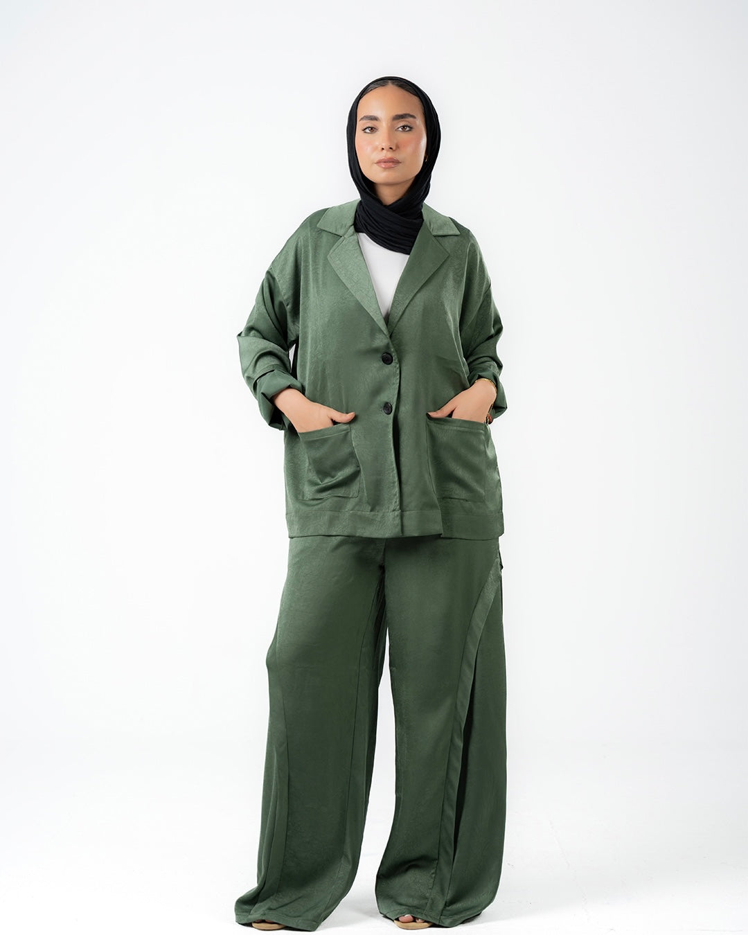 Silk blazer shirt set