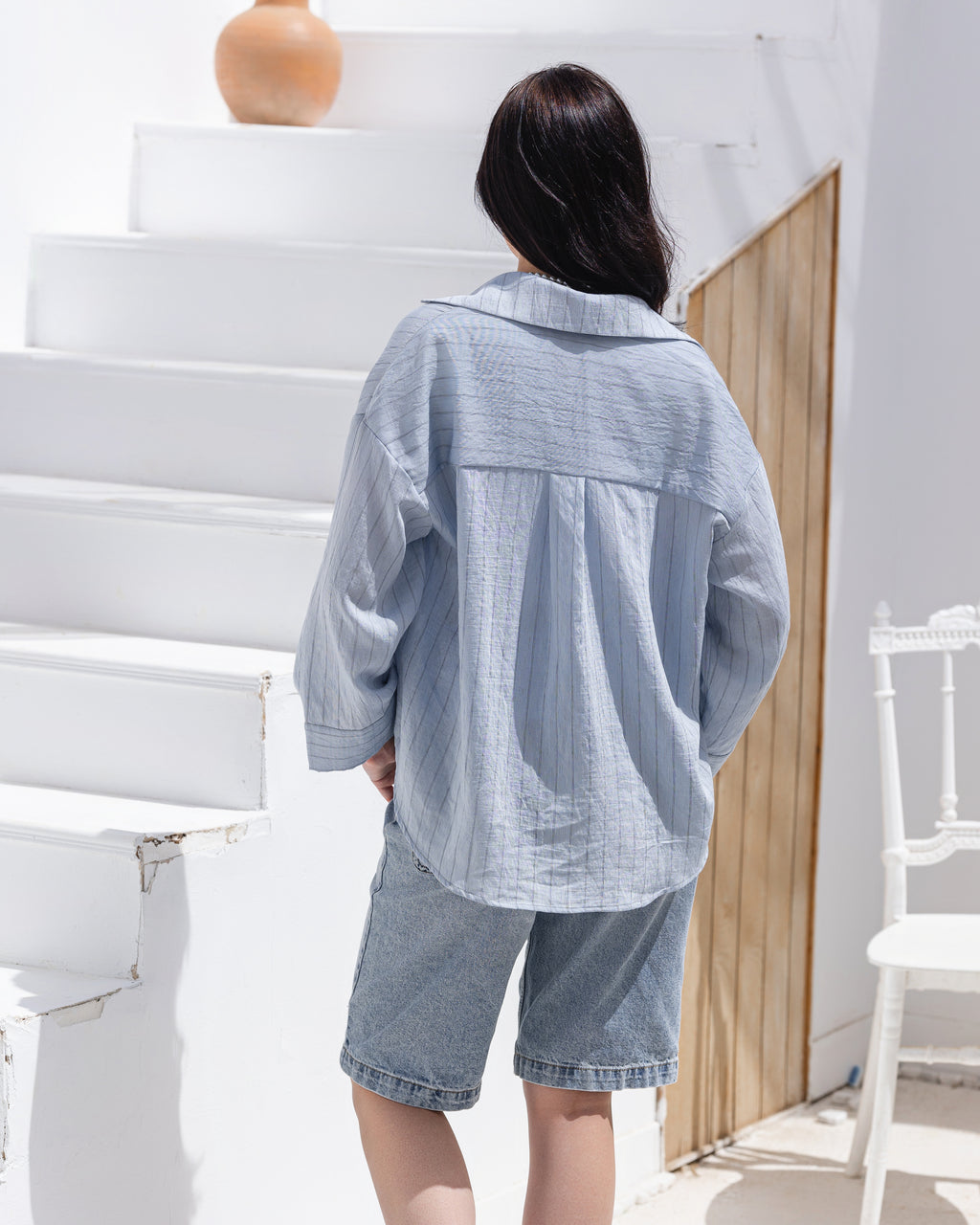 Striped wide sleeved shirt
