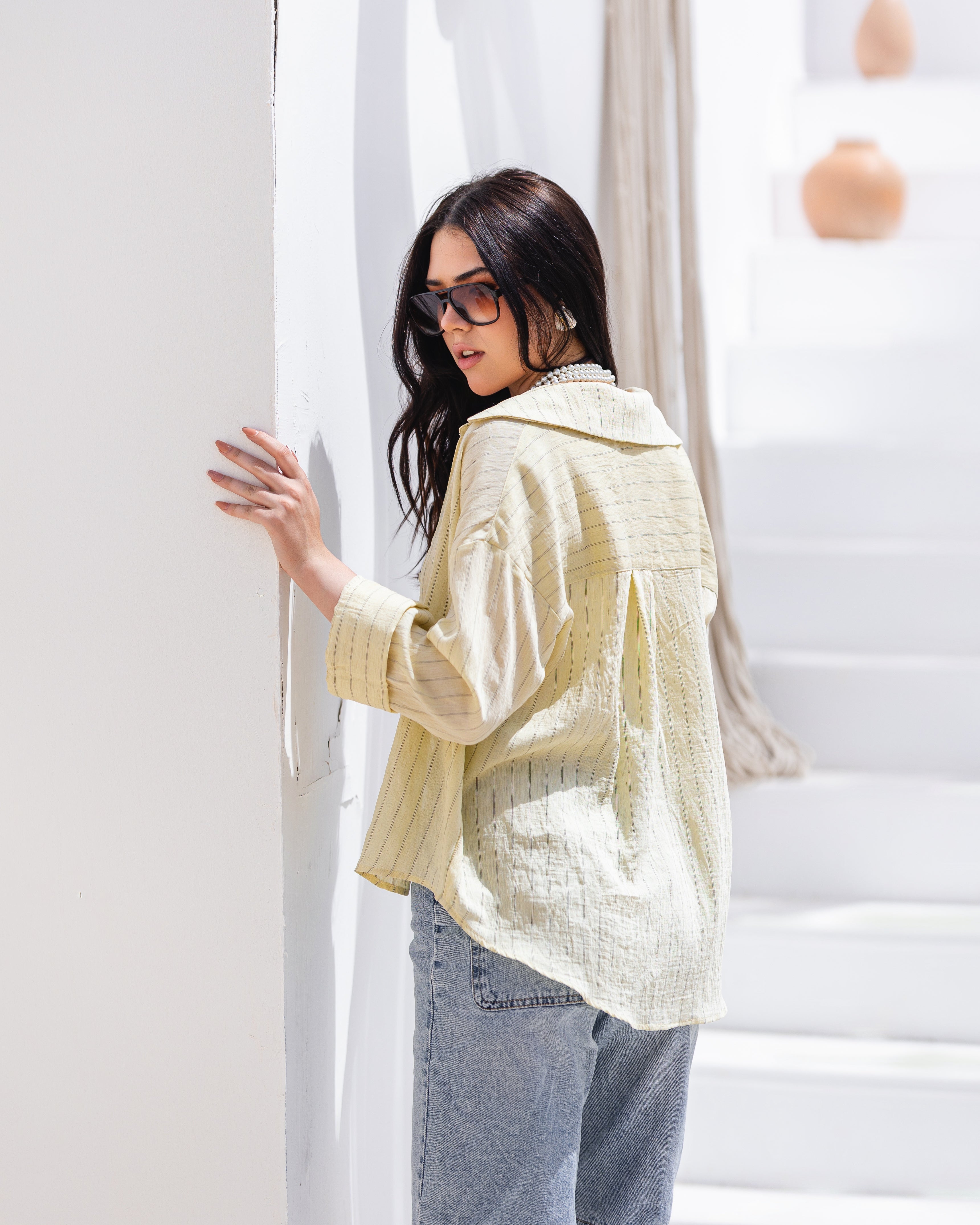 Striped wide sleeved shirt