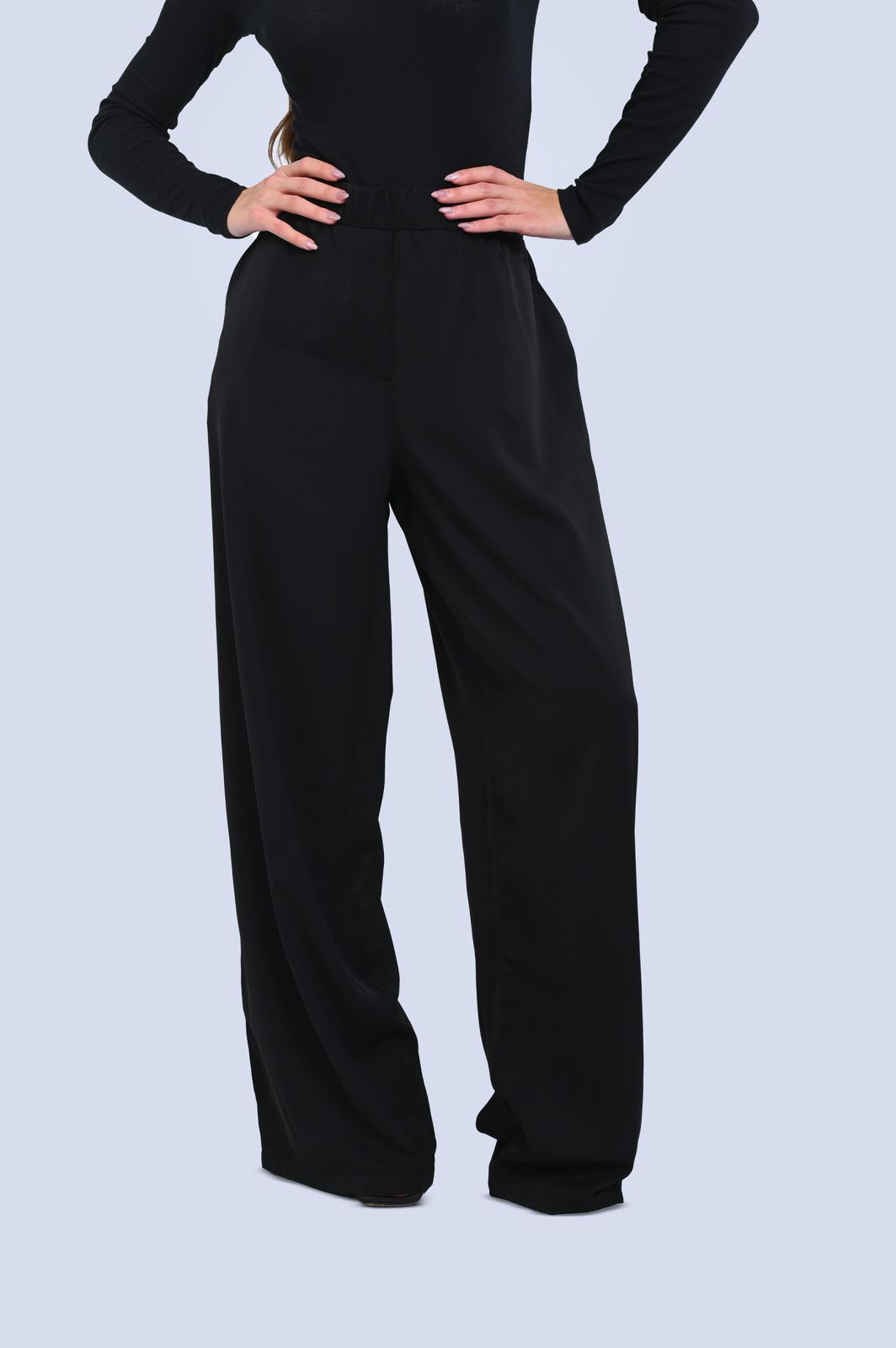 Wide leg Silk Black Pants