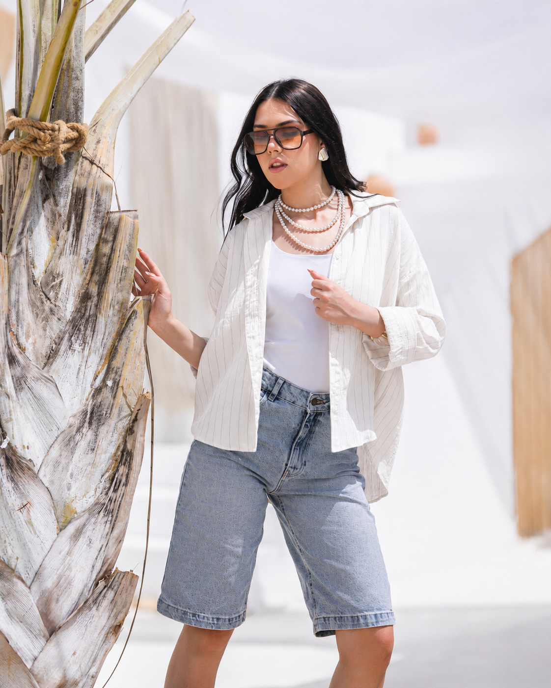 Striped wide sleeved shirt