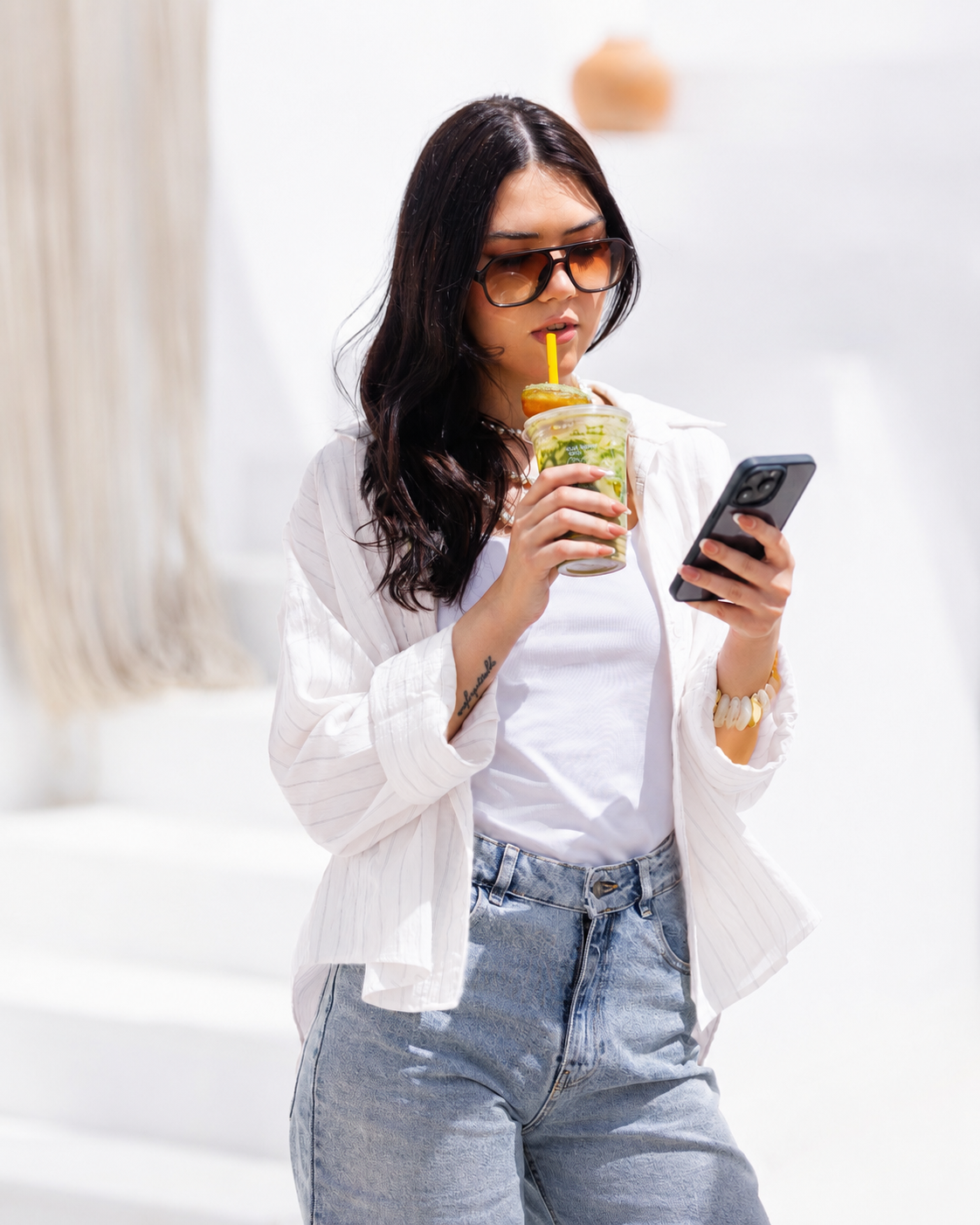 Striped wide sleeved shirt