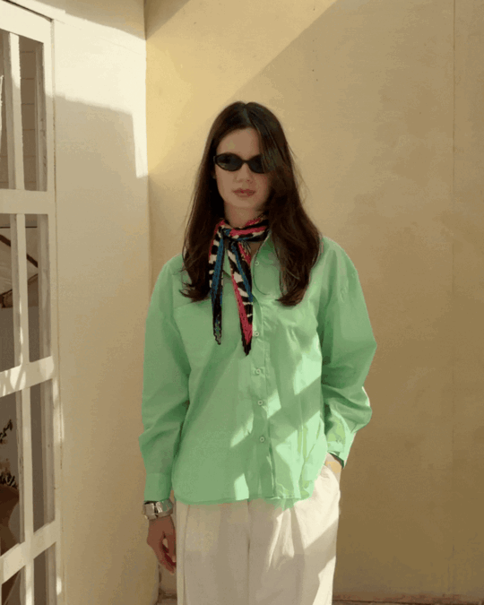 Oversized collared poplin shirt
