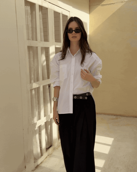 Oversized collared poplin shirt